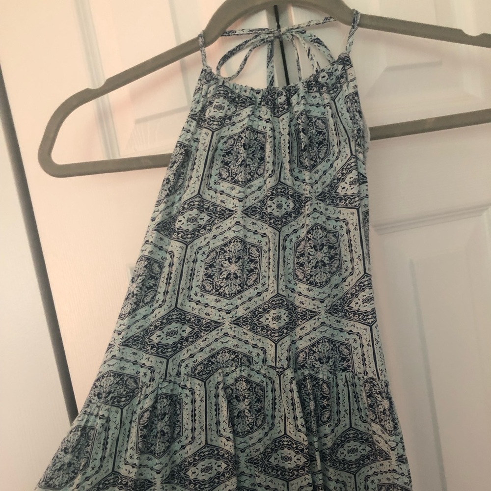 Altar’d State Halter Dress Maxi Geometric Blue Two Tone Summer